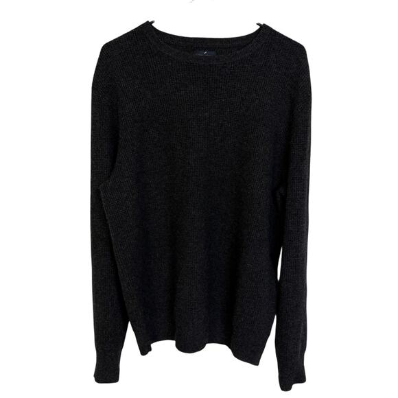Daniel Hecter 2 Ply Cashmere Sweater Mens Large Grey Pullover Long Sleeve Waffle - Picture 1 of 9